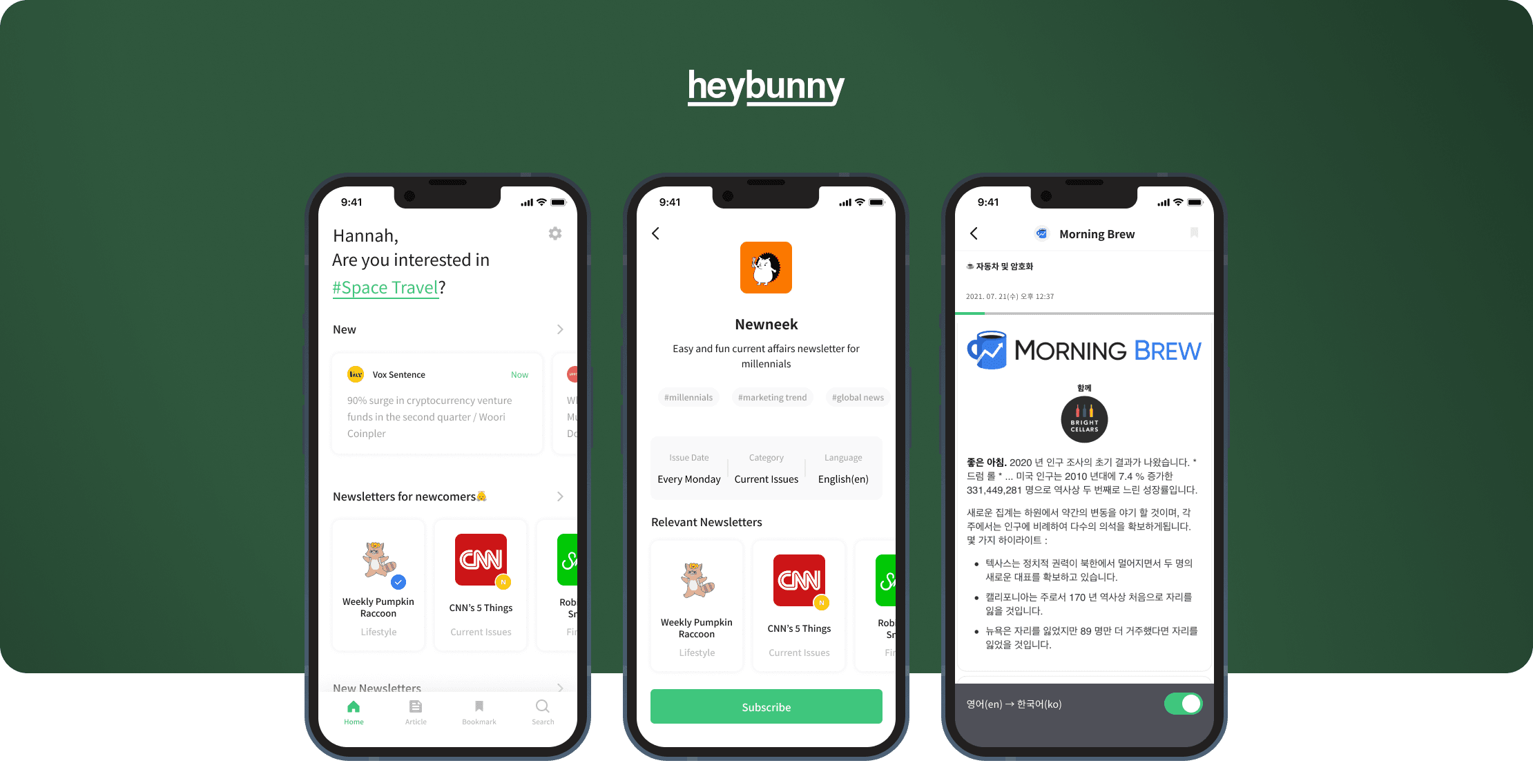 Heybunny — NLP-powered newsletter reading app for Gen Z